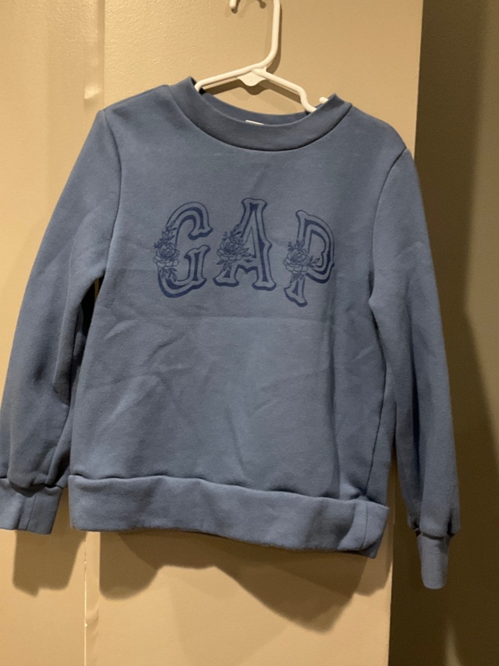 GAP Dusty Blue Floral Logo Sweatshirt